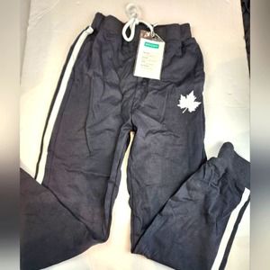 Boys New Black Maple Leaf Sweat Pants Elasticized Waist  Size 10